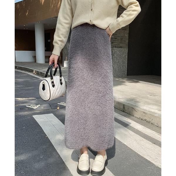 スカート Aラインシャギーニットスカート