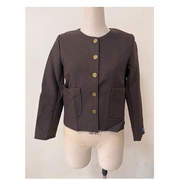 ジャケット ノーカラージャケット クルーネックシングルブレストジャケット レディース