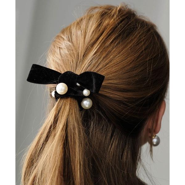 シュシュ パールリボンベロアシュシュ