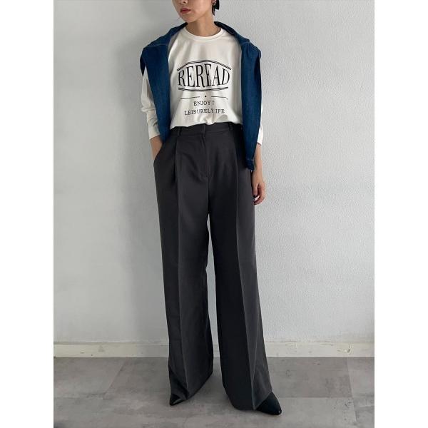 スラックス パンツ 「ワイドスラックス」ハイウエスト 2タック タック入りワイドスラックス / スト...