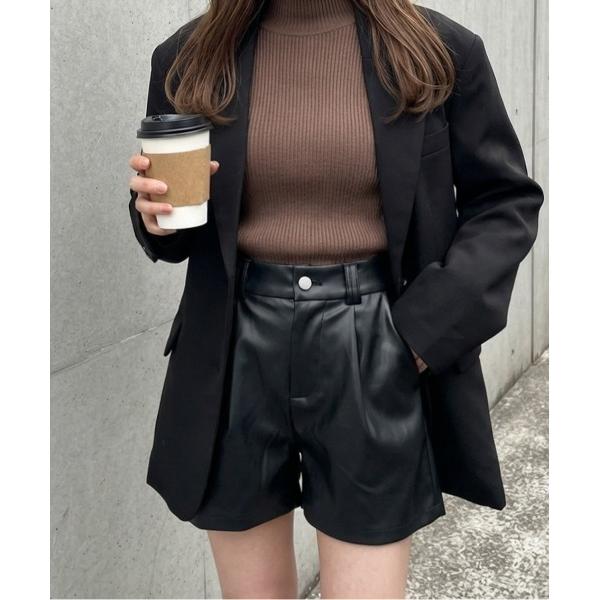 パンツ 合成皮革レザータックショートパンツ レディース