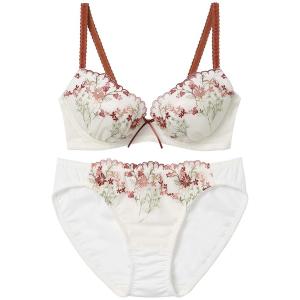 ブラジャー ショーツセット 「まる胸メイク」ブラ＆ショーツセット 小花ブーケ×エンブロイダリーレース