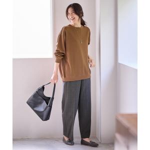 パンツ 「洗濯機可/ストレッチ/ウエストゴム/裏起毛」マルチファンクションストレッチチェックワイドパンツ レディース