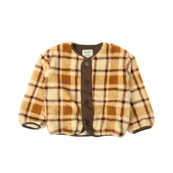 ノーカラージャケット アウター チェック柄ボアジャケット キッズ 子供服 男の子