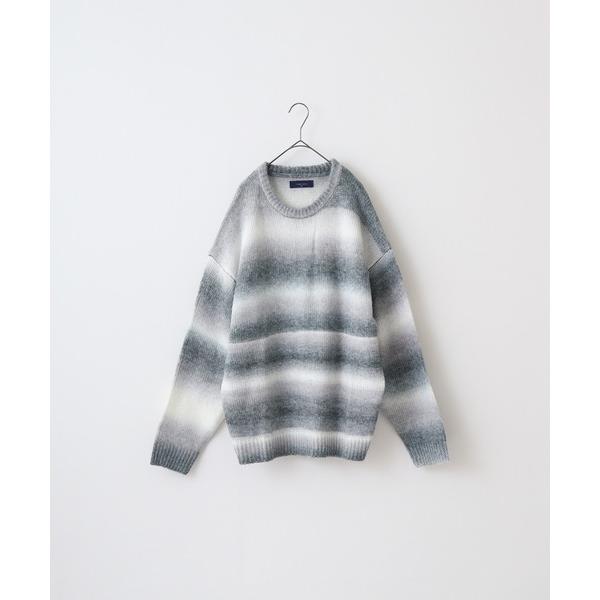 セーター ニット WS select 段染め天竺グラデーションボーダークルーニット メンズ レディー...