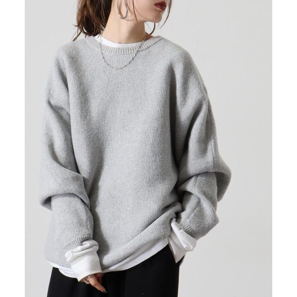 セーター ニット WS select メランジミックス ミラノリブ編みドルマンシルエットクルーニット...