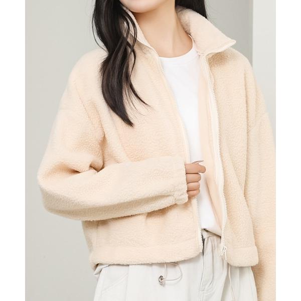 ブルゾン アウター ボリューム袖 コンパクト ジップアップ ボア ブルゾン レディース