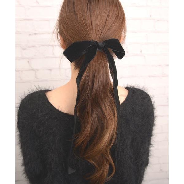 ヘアゴム 「float」ベロア シンプル リボン ヘアゴム