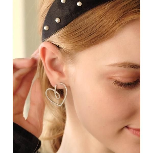 ピアス アシメハートビジューピアス レディース