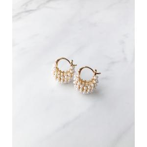ピアス スモールパールモチーフハーフラウンドピアス レディース