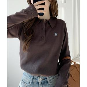 ニット セーター U.S. POLO ASSN. ×Ada. /ユーエスポロアッスンコンパクトニットポロシャツ レディース