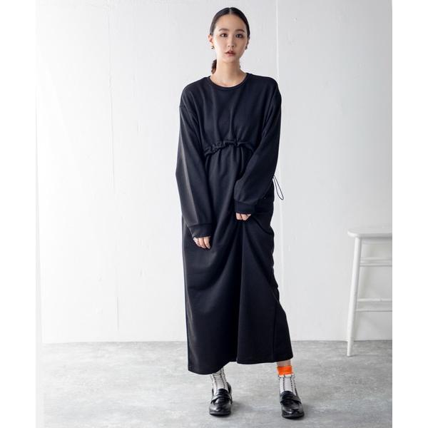 ワンピース 「2WAY」リラックス感とおしゃれさを両立したウエストドロスト付き裏毛ワンピース