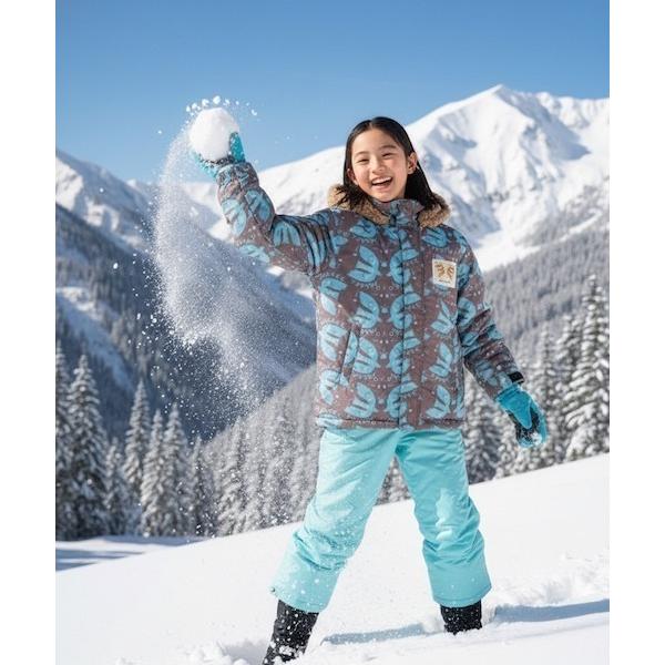 「marie claire:マリ・クレール」キッズサイズ調整付き蝶柄スノースーツ　　スキー　スノボー