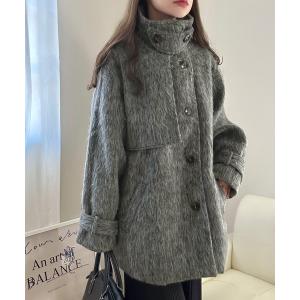 ステンカラーコート コート ボリュームスリーブシャギーステンカラーコート「高身長サイズMT有り」 レディース