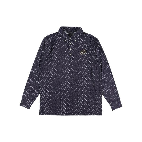 ポロシャツ MENS トライアングルドットプリント 長袖ポロシャツ メンズ