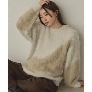 ニット セーター 「新色追加」ニュアンス柄ブロッキングニット レディース