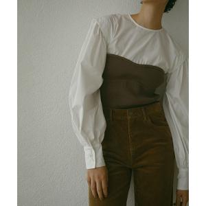 ブラウス シャツ ニットビスチェボリュームスリーブブラウス レディース