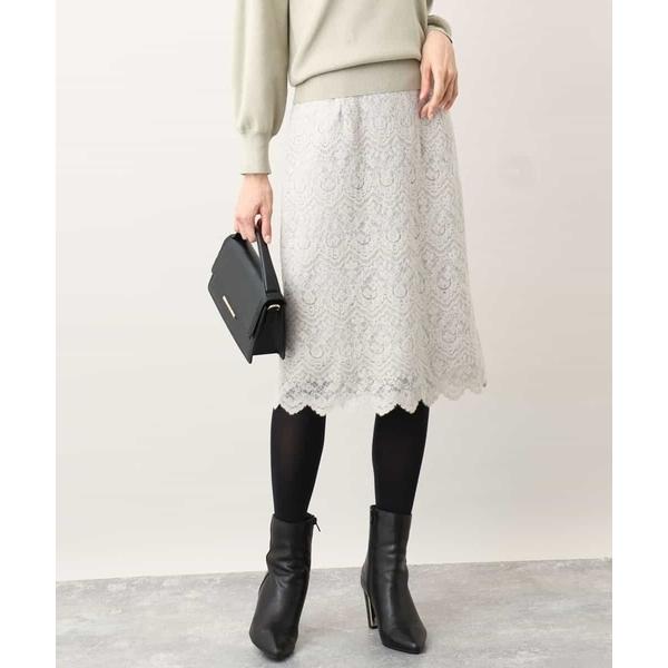スカート 「秋冬スカート」起毛レースタイトスカート/洗える