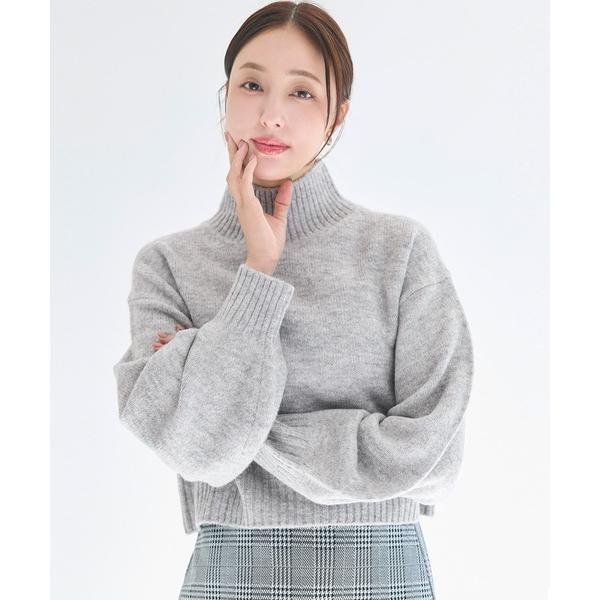 ニット セーター 袖バルーンボトルネックニット レディース