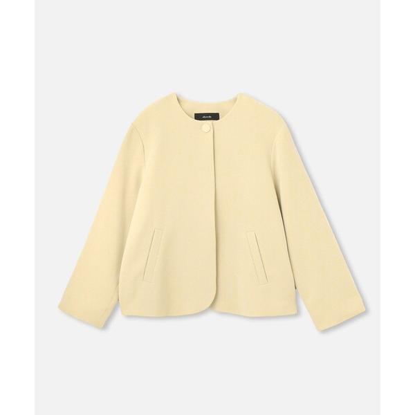 ジャケット ノーカラージャケット ダブルクロスクルーネックAラインジャケット レディース