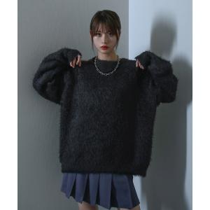 セーター ニット クルーネック アソート シャギー ニット / モヘアライク アソート デザイン ニット メンズ レディース