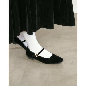パンプス フラット ビジューストラップ メリージェーン