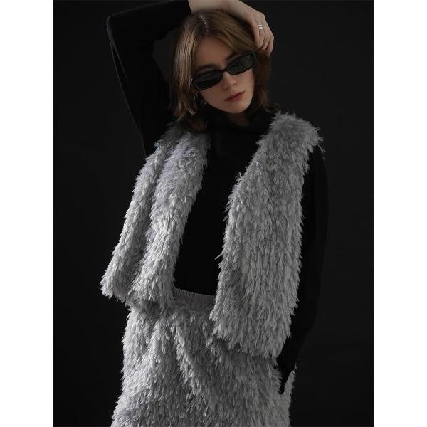 ベスト ジレ GLITTER FEATHER VEST レディース