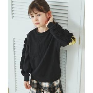 tシャツ ワッフル 袖フリル トップス キッズ 子供服 女の子