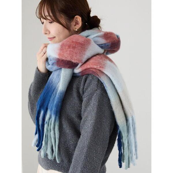 ストール マフラー チェック柄フリンジストール レディース