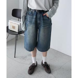 パンツ 「Alfred Alex」ヴィンテージ加工 サイドライン ハーフデニム