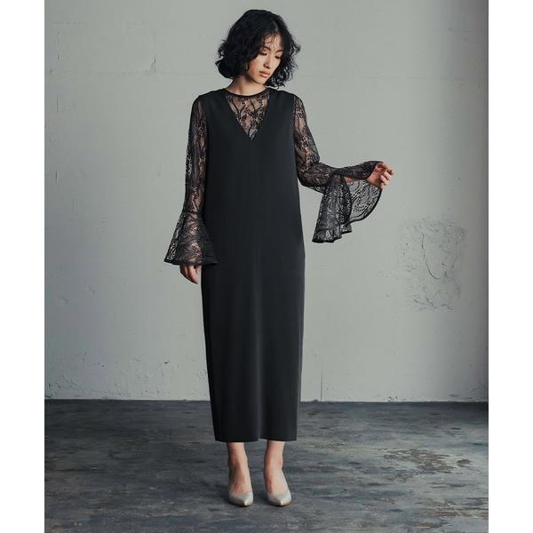 ドレス 「2WAY 着回しを楽しめる」フレアスリーブレースブラウス・Iラインワンピースセット ロング...