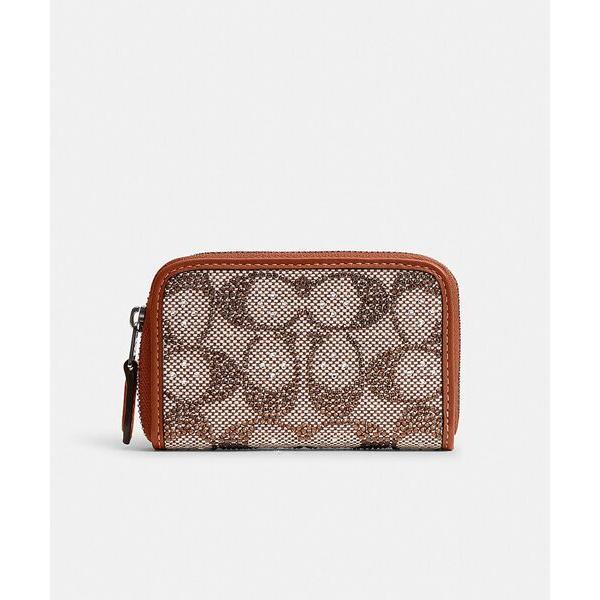 財布 エッセンシャル スモール ジップ アラウンド カード ケース・クリスタル シグネチャー ジャカ...