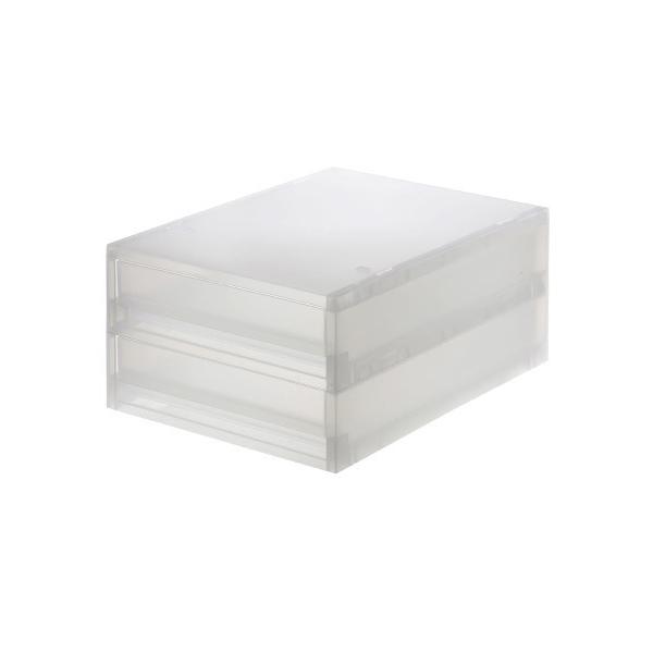 収納 ポリプロピレン　小物収納ケース　引出２段　約幅２６ｘ奥行３７ｘ高１６．５ｃｍ