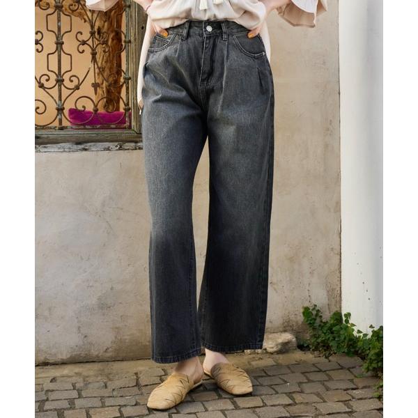 ジーンズ デニム デニムパンツ ブリーチワイドデニムパンツ レディース