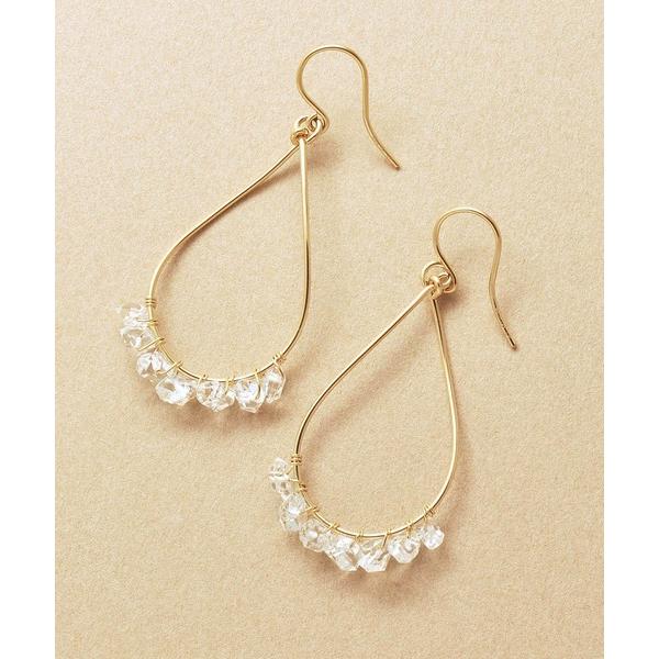 ピアス GF ハーキマークォーツ ワイヤードロップ ピアス レディース