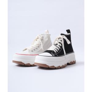 スニーカー AAA+FEMININE 厚底ウェーブソール ハイカットキャンバススニーカー レディース