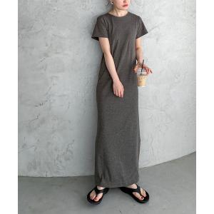 「feepur」 半袖ワンピース TALL チャコールグレー レディース