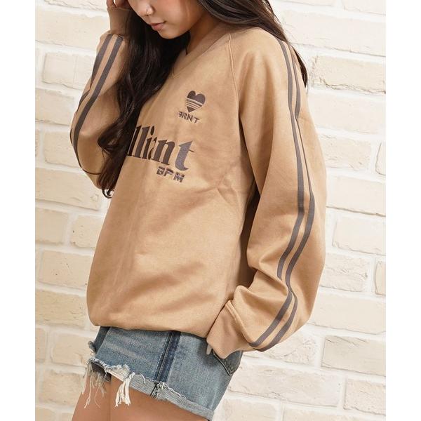 トレーナー スウェット フェイクスエード 刺繍ロゴ ゲームシャツ / Faux suede embr...