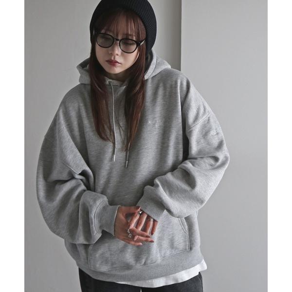 パーカー テキスト刺繍ルーズシルエットプルオーバーパーカー レディース メンズ