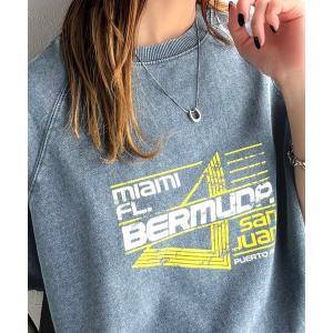 tシャツ 半袖 こなれカジュアルの新定番。前後2wayヴィンテージ風グラフィックプリント裏毛スウェットT（半袖） レディース