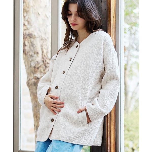 ノーカラーコート コート ニットキルト ママコート・ベビーケープセット/ダッカ―付き(マタニティ＆授...