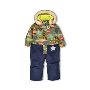 ベビー服 ロンパース 働く車ロゴ柄スノーコンビ
