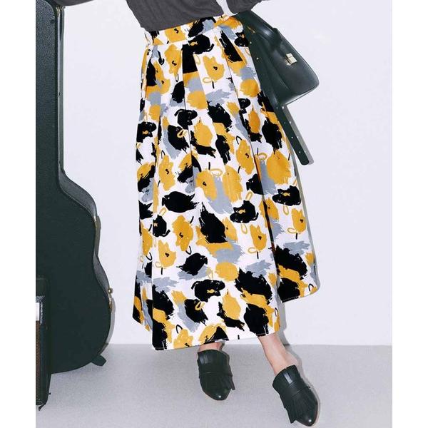 スカート ＩＥＤＩＴ　気分も着こなしも華やぐ　ヨーロッパテキスタイル柄のフレアースカート