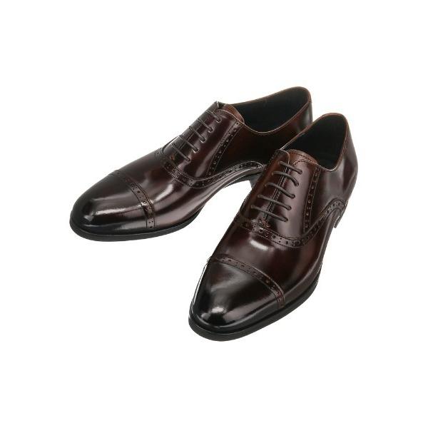 ビジネスシューズ クォーターブローグシューズ 軽量 抗菌 スムースレザー メンズ