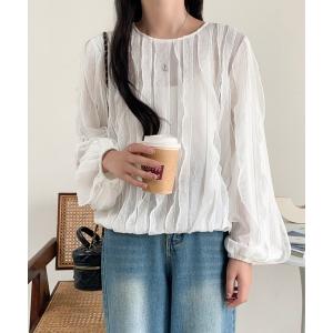 ブラウス シャツ ボリューム立体フリルブラウス レディース