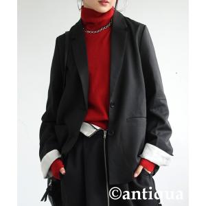 アンティカ antiqua ジャケット テーラードジャケット 折り返し配色ジャケット レディース