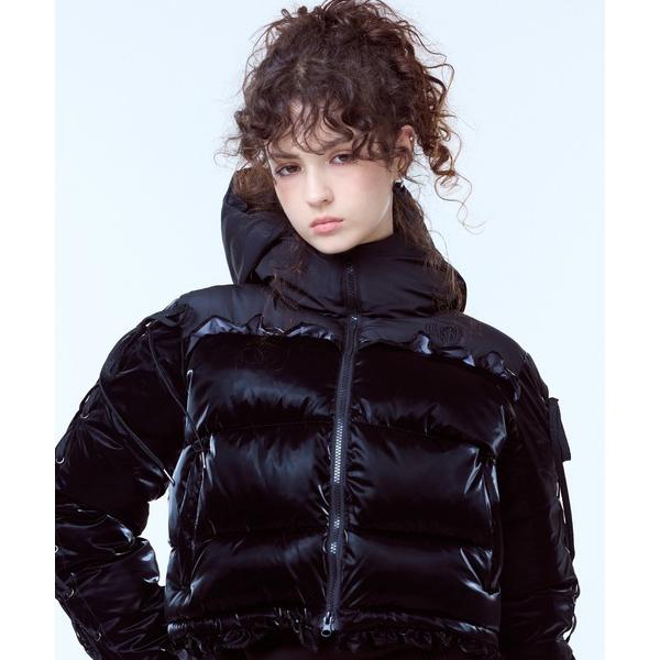 ダウンコート ダウンジャケット AM RIBBON FRILL PUFFER JACKET レディー...