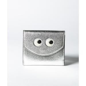 ミニ 財布 ANYA HINDMARCH Mini Trifold Eyes in Silver Metallic Capra アニヤハインドマーチ アイズ ミニ トライフォールド ウォレット レディース