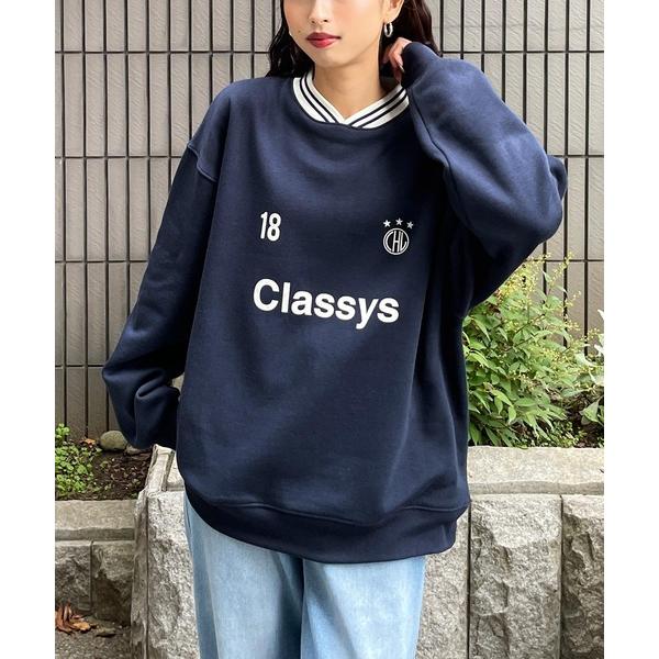 トレーナー スウェット 襟付きゲームロゴVネックスウェット レディース