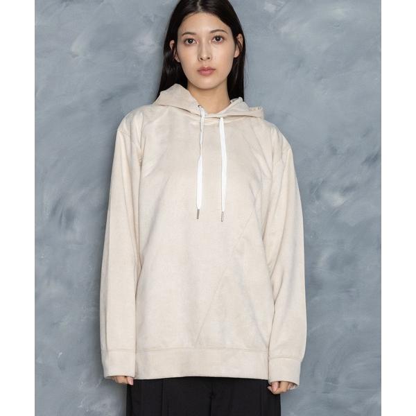 パーカー faux suede switching design cutsew/スウェードタッチ 切...